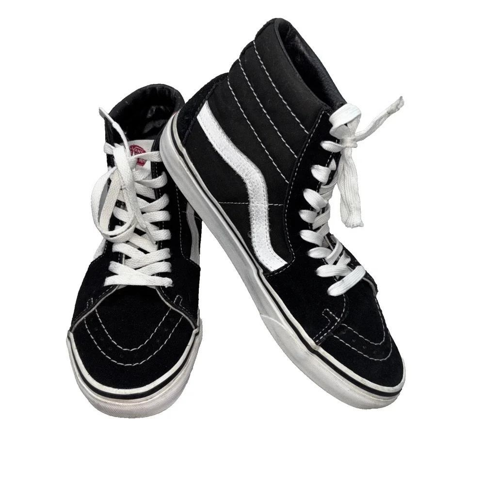 Vans Sk8-Hi High Top Sneakers Black White Mens 7 Womens 8.5 Skate Shoes 507698